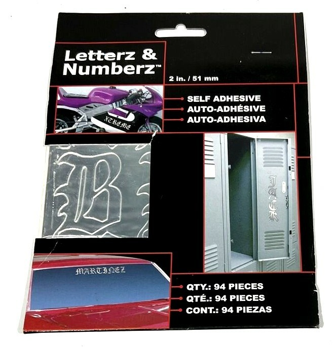 Chroma Silver Graphic Letter Number 94 Piece Self Adhesive Decal Sticker Set 2″