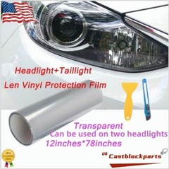 Fit For Headlight Taillamp Transparent Lens Vinyl Protection Film 12”x78”
