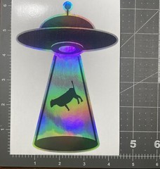 Funny Alien SciFi UFO Space Abduction Believe bigfoot cow conspiracy decal fun