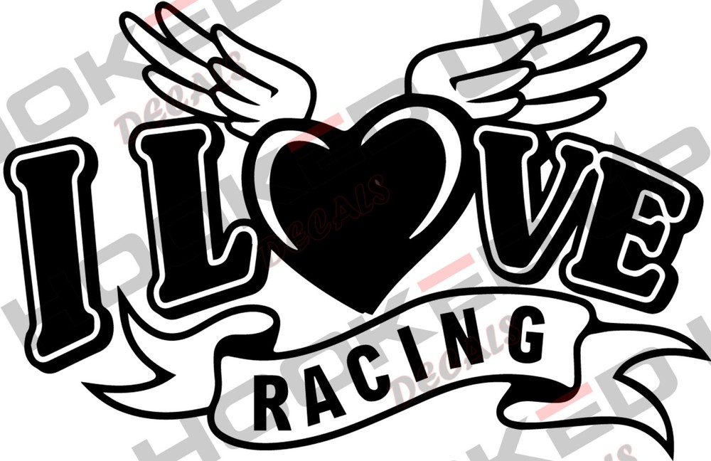 I Love Racing Vinyl Transfer Decal