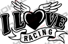 I Love Racing Vinyl Transfer Decal