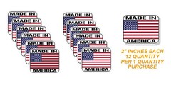 12Pcs Lot Pack USA Made In America V01 Flag Vinyl Stickers 2″ Inches