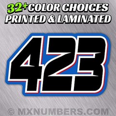 3 Motorcycle Number Plate Race Color Decals Sticker MX ATV SX BMX Dirt Bike Kart