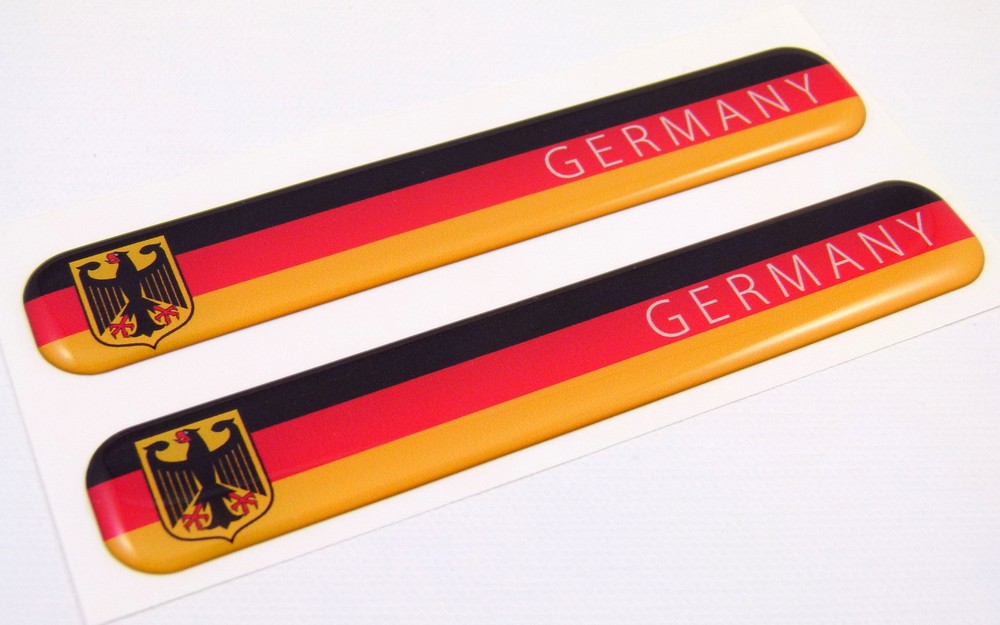 Germany German Flag Domed Decal Emblem Resin car stickers 5″x 0.82″ 2pc.