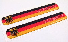 Germany German Flag Domed Decal Emblem Resin car stickers 5″x 0.82″ 2pc.