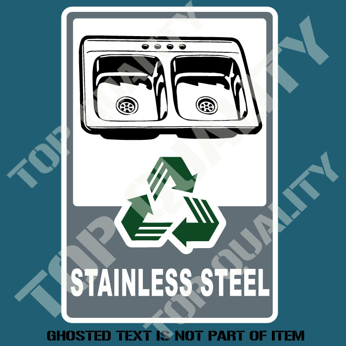 STAINLESS STEEL RECYCLE DECAL STICKER GARBAGE BIN OH&S SAFETY DECALS STICKERS