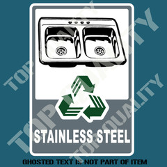STAINLESS STEEL RECYCLE DECAL STICKER GARBAGE BIN OH&S SAFETY DECALS STICKERS