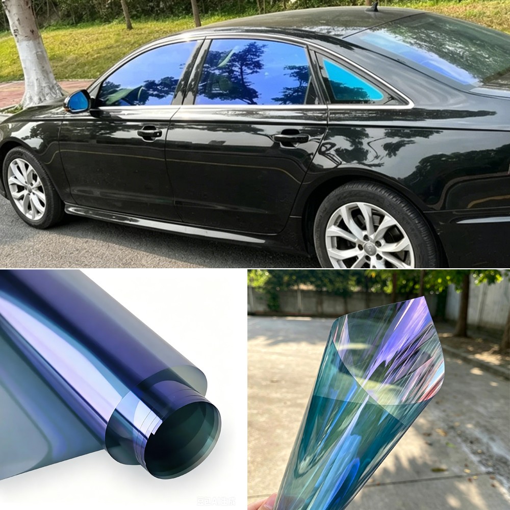 20Inx118In 60%VLT Blue Chameleon Tint Solar Film For Car Side Window Glass