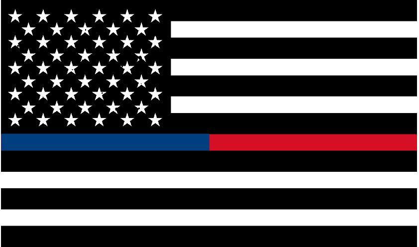 1 – 5″ Thin BLUE RED Line Black White American Flag Police Firefighter Sticker R