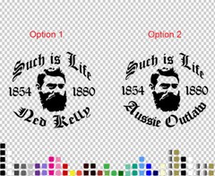 2 x 420×370 Black Option 1 Aussie Outlaw Such is Life Ned Kelly Decal Sticker
