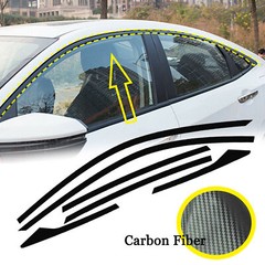 6x Chrome Delete Blackout Window Trims For Honda Civic Sedan 16-20- Carbon Fiber