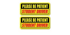 Student Driver Car Signs Please Be Patient Bumper Sticker Decal Label Safety x2