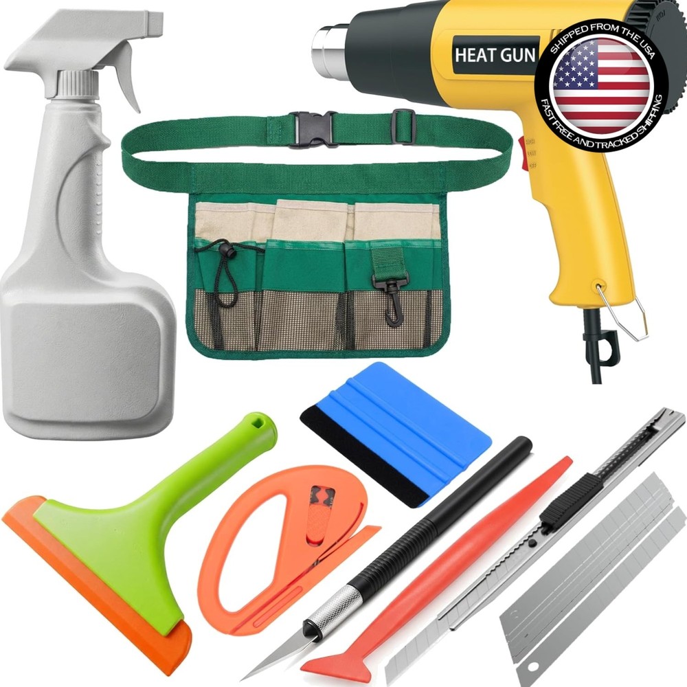Satin Metallic Vinyl Wrap Tool Kit: Heat Gun, Squeegee & More for Window Tinting