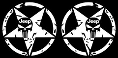 US Army Star Punisher Skull Fits Jeeps L and R Vinyl Decal Many Colors and Sizes