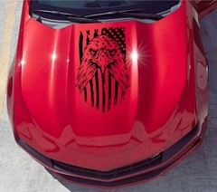 NEW Eagle Flag USA Hood Door Vinyl Decal Racing Stripes (Fits Chevrolet Camaro)