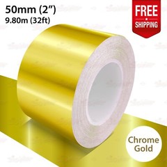 CHROME GOLD 2″ 50mm Roll PIN STRIPE Car Striping Line TAPE Decal Vinyl Sticker