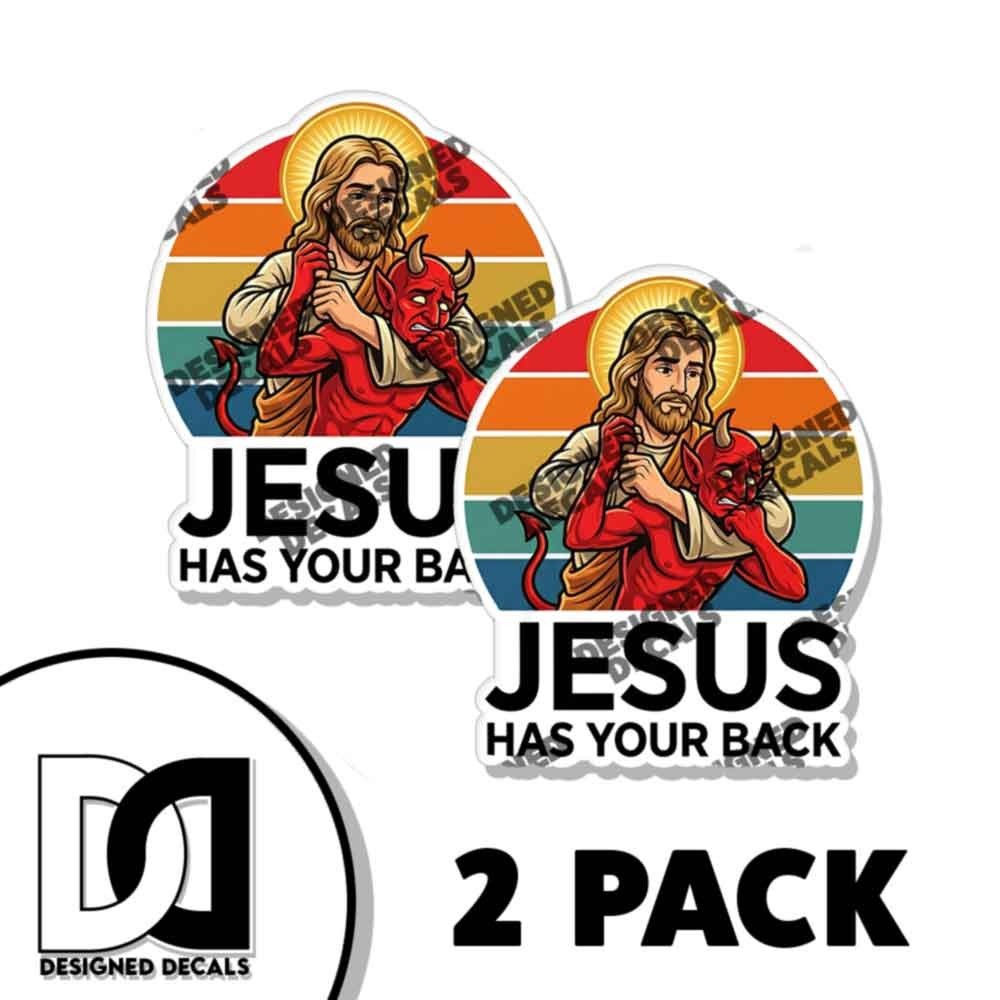 Jesus Has Your Back Vinyl Decal Sticker 2 Pack