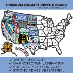 RV State Travel USA Map Vinyl Sticker – Camper Trailer Decals License Plate