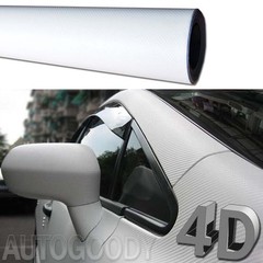 12″ x 60″ Premium Gloss White Carbon Fiber 4D Vinyl Film Wrap Air Bubble Free