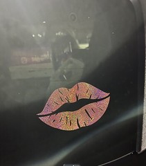 Kiss Lips Pink Car Decal Holographic Permanent Vinyl 5×3” Sparkle Color Changing