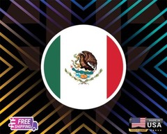 MEXICO CIRCULAR FLAG MAP DECAL STICKER LAPTOP CAR LAMINATED FREE GIFT