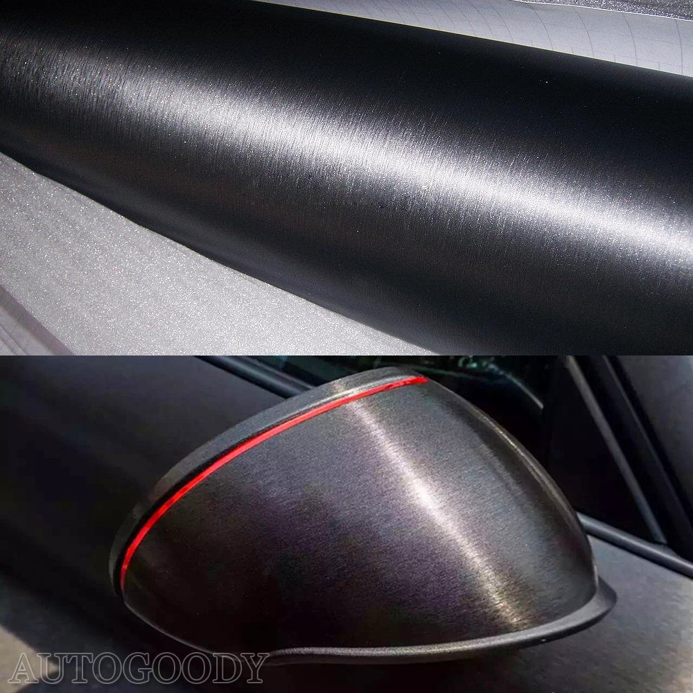 12″ x 60″ Black Brushed Aluminum Vinyl Film Wrap Sticker Decal Air Bubble Free