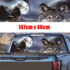 Car Rear Window Wolf & Moon Graphics Decal Sticker for Truck Pickup SUV 147x46CM