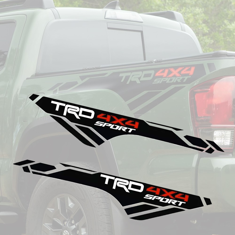 2PCS TRD 4×4 Sport Off Road Vinyl Decals for 2013-2023 Tacoma Bed Side Sticker