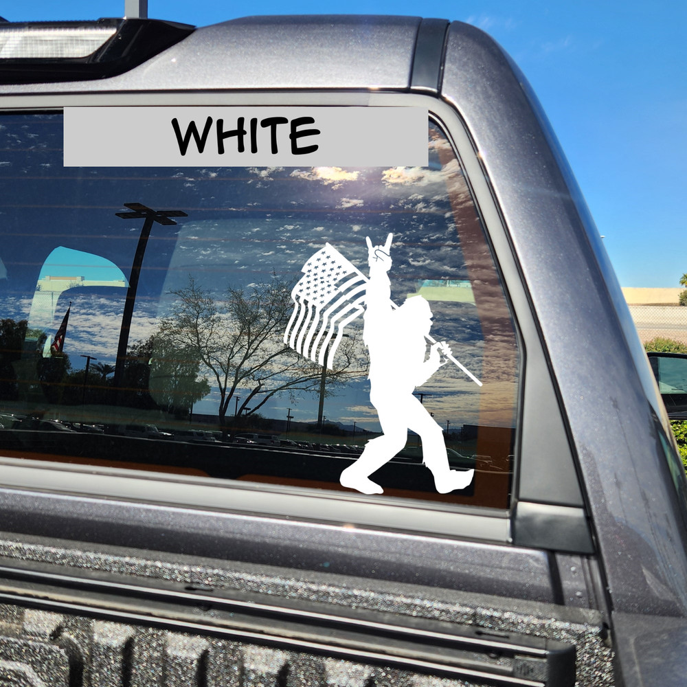 American Sasquatch Big Foot Permanent Vinyl Decal 4.5in W-6in H Sticker UV Safe