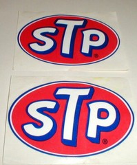 STP Race Car Stickers Self Adhesive Pair 3 1/2 In by 2 1/4 In NOS A173