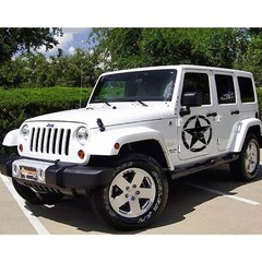 Black Military Army Style Rought Star Graphic Body Hood Sticker For Ford Toyota