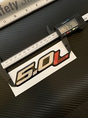 (3) Gel-coated 5.0L COYOTE emblems badges Ford F-150 4.75in Silver/red black