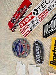 Lot of 28 Racing Bumper Stickers HMK, Stop Tech, & many more. All have doubles.