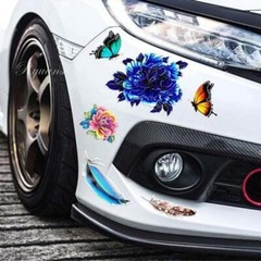 Creative Car Decals Butterfly Flower Left Decorative Stickers Scratch Laptop