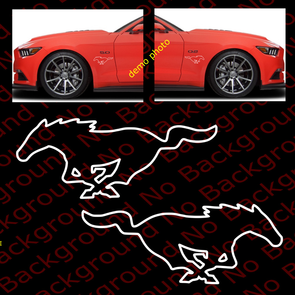 ONE PAIRx OUTLINE Only PONY MUSTANG Running Horse Decal Car Window Die Cut FD005