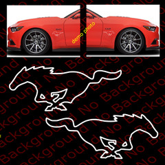 ONE PAIRx OUTLINE Only PONY MUSTANG Running Horse Decal Car Window Die Cut FD005