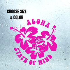 Aloha State of Mind Hibiscus Flower Decal | Hawaiian Sticker Car Window Vinyl