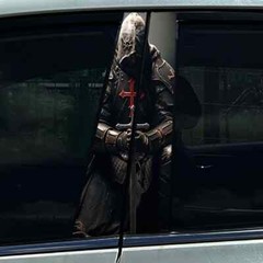 2PC Skeleton Samurai Auto B Pillar Cover Scratches Sunscreen Doors Pillar Decals
