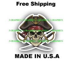 Pirate Skull Pirate Ship Crossbones Vinyl Decal Sticker D
