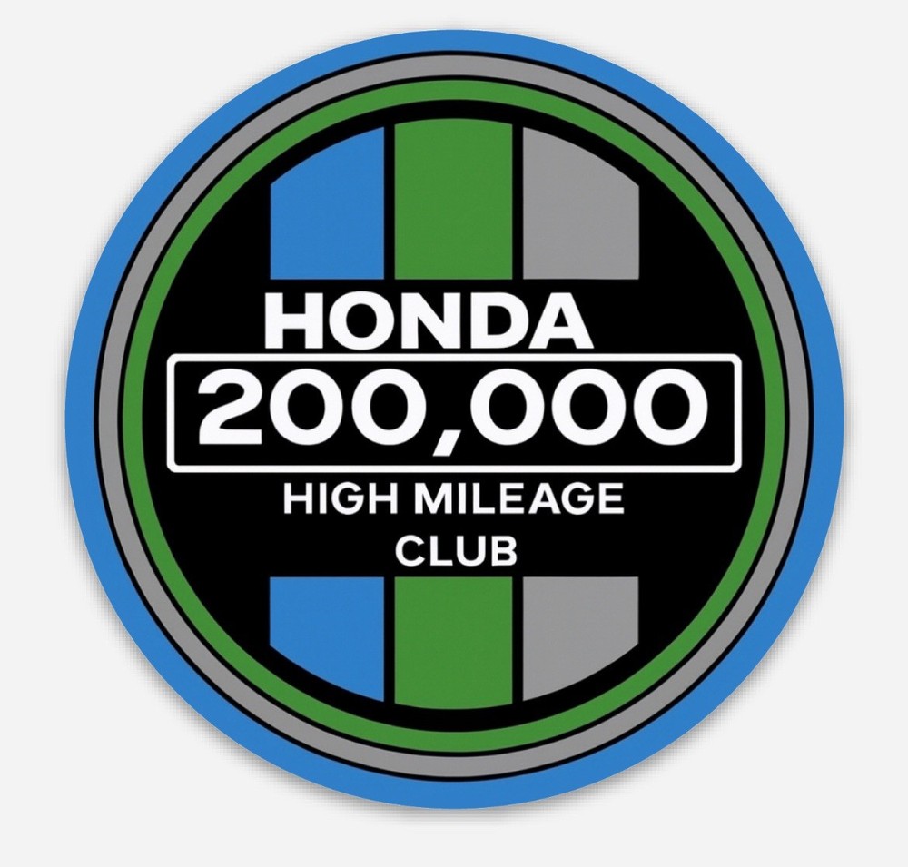 Retro HONDA High Mileage Club Vinyl Decal Sticker Civic, Accord, CRV 2”