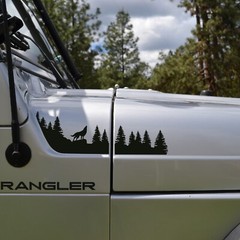 Tree Line with Wolf Decal for Hood of Jeep Wrangler TJ (1997-2006)