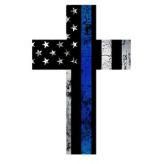 REFLECTIVE Thin Blue Line CROSS Sticker FS2070-REF