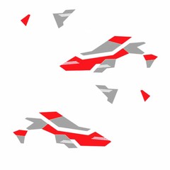 Red/Deep Grey Racing Sport Styling Vinyl Stickers For Car Body Side DIY Decor