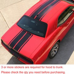 78.7” Black Hood Roof Rally Racing Stripe Decal Vinyl Sticker For Ford Mustang