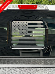 Truck Rear Middle Window Perforated American Flag 13.5″ x 8.75″, Matte Black