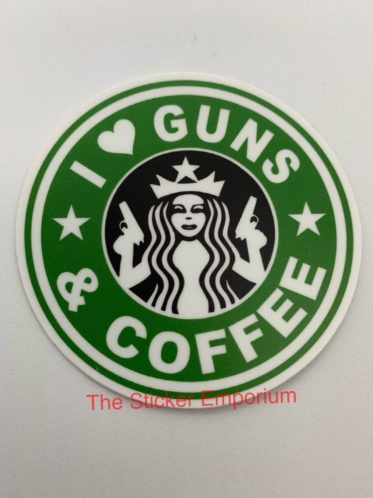I Love Guns & Coffee 2nd Second Ammendment Security Gun Rights Sticker NRA