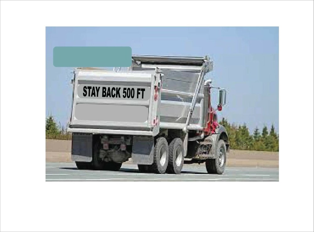 STAY BACK 500 FT Construction Dump Truck Safety Decal Choose Color 5.0″ x 48.0″
