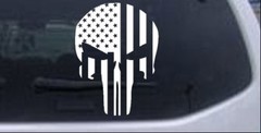 Punisher Skull With US Flag Vertical Car or Truck Window Laptop Decal Sticker
