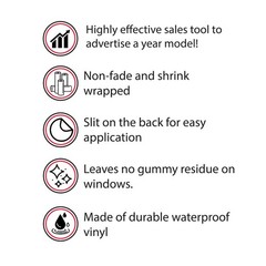 EZ-Line Car Dealer Oval Model Year Stickers Large Windshield Stickers Red Yellow