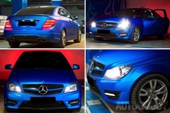 36″ x 60″ Satin Matte Chrome Metallic Deep Blue Vinyl Film Wrap Bubble Free